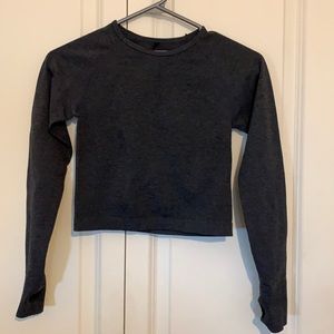 Purple and dark grey athletic crop tops